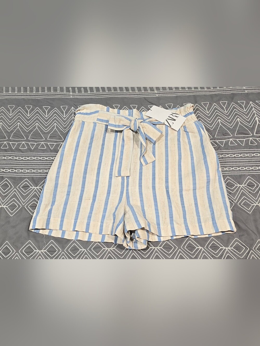 Zara High Waisted Pullon Striped Shorts Size Medium
